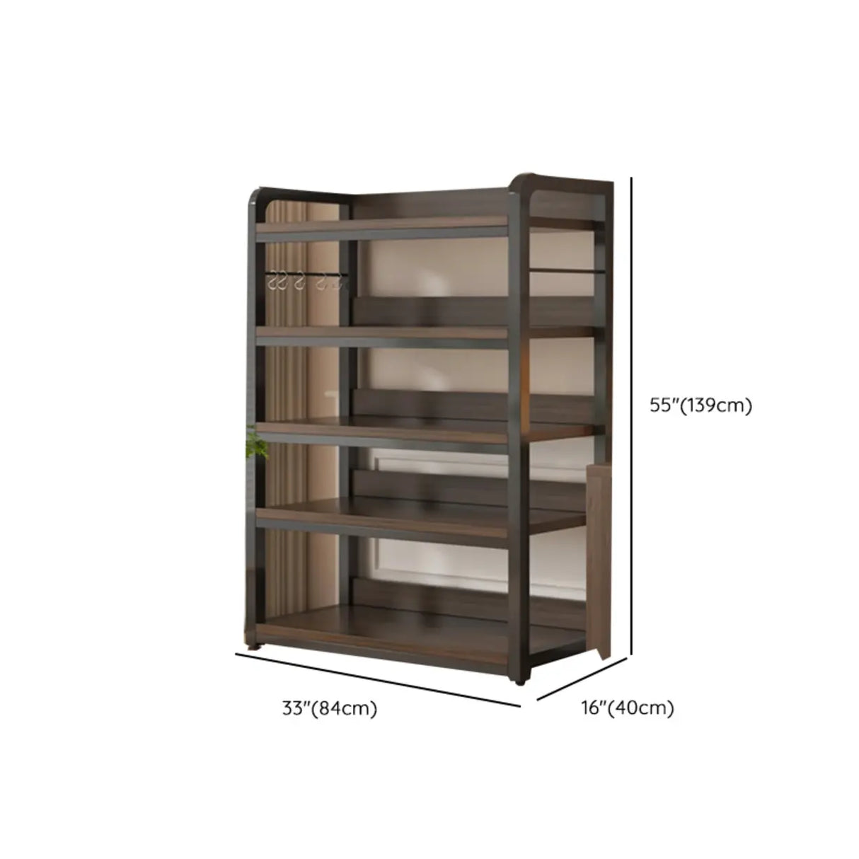 Simple Dark Finish Steel Open Back Vertical Bookshelf Image - 38