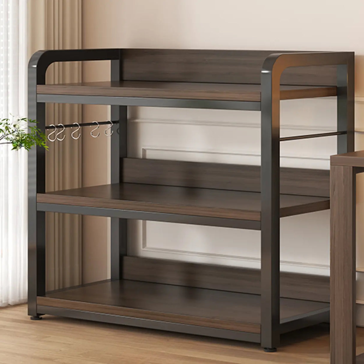 Simple Dark Finish Steel Open Back Vertical Bookshelf Image - 4