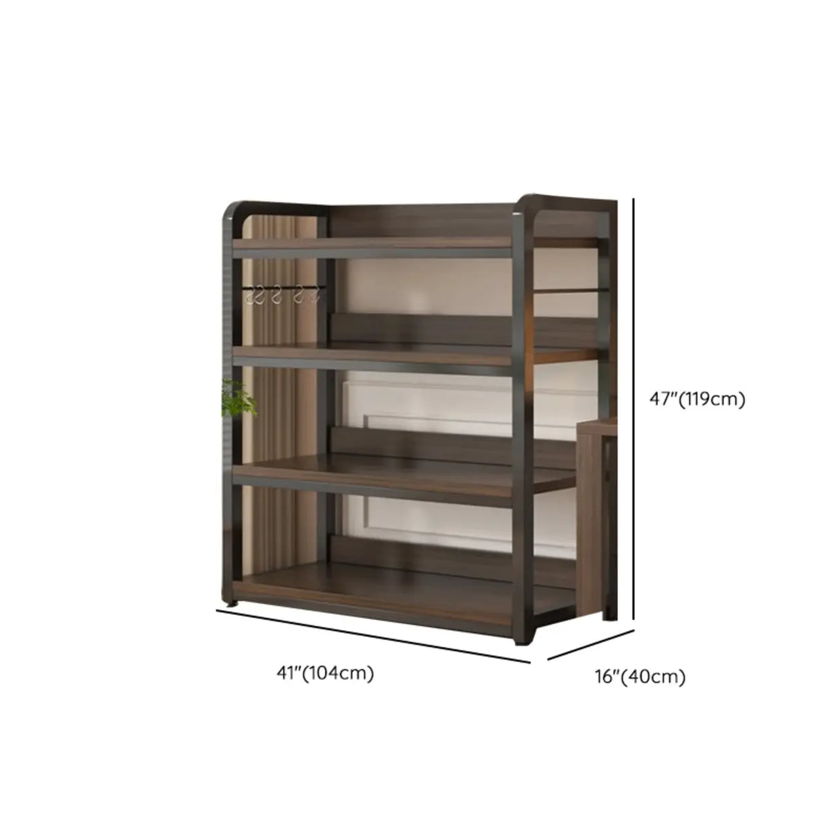 Simple Dark Finish Steel Open Back Vertical Bookshelf Image - 40