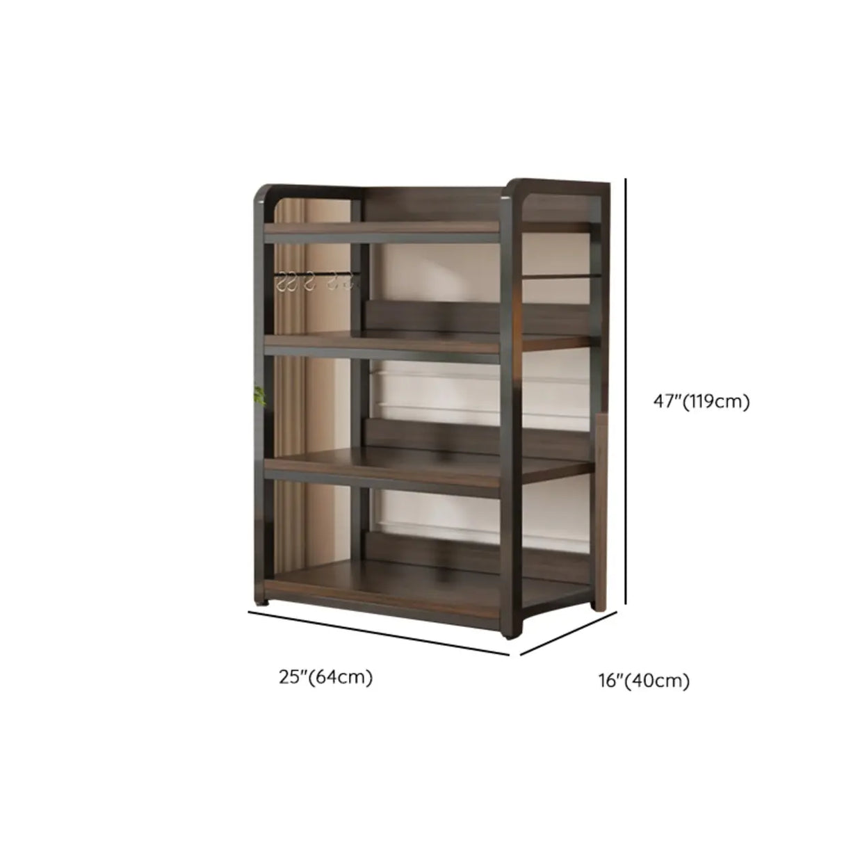 Simple Dark Finish Steel Open Back Vertical Bookshelf Image - 42