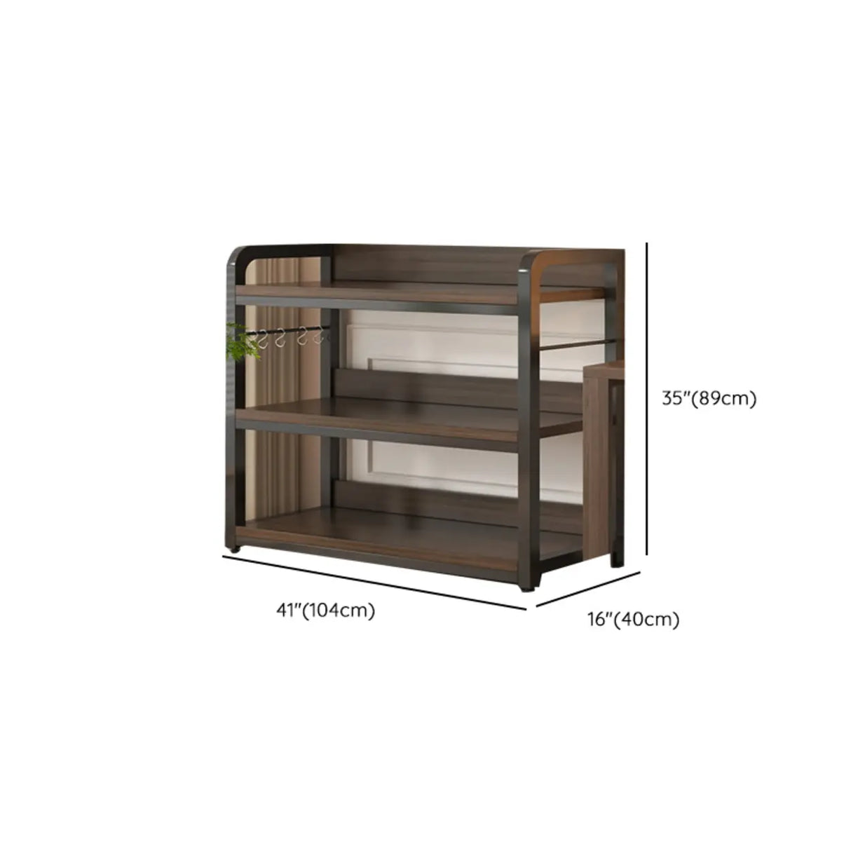 Simple Dark Finish Steel Open Back Vertical Bookshelf Image - 43