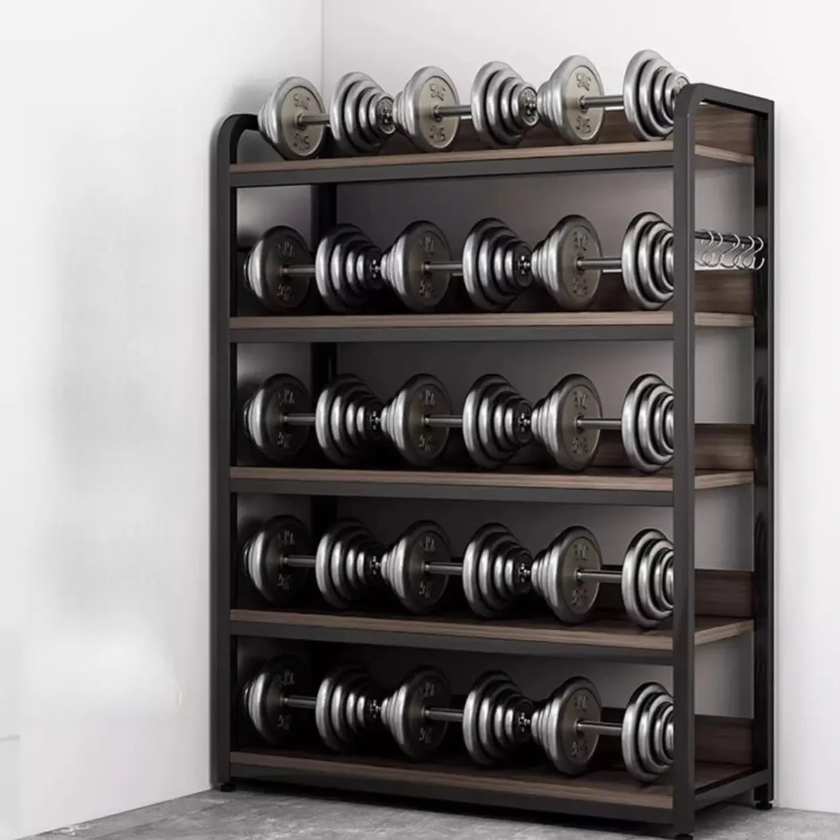 Simple Dark Finish Steel Open Back Vertical Bookshelf Image - 5