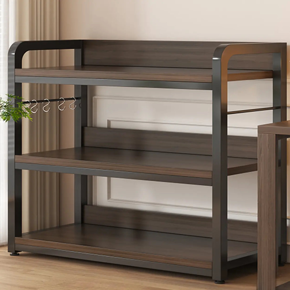 Simple Dark Finish Steel Open Back Vertical Bookshelf Image - 6