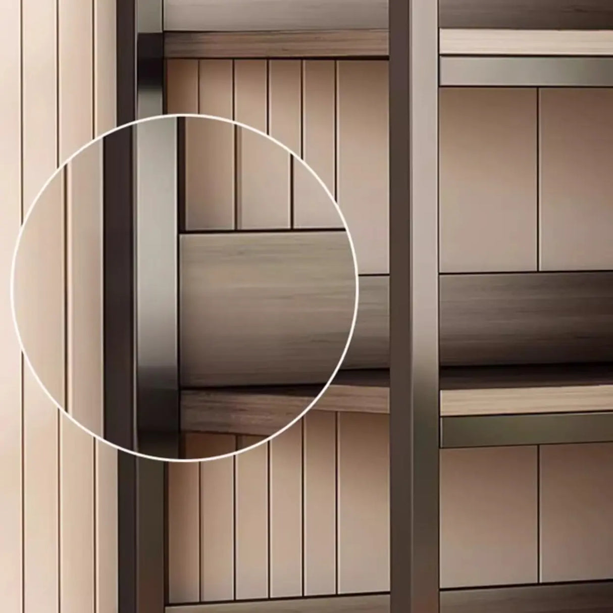 Simple Dark Finish Steel Open Back Vertical Bookshelf Image - 7