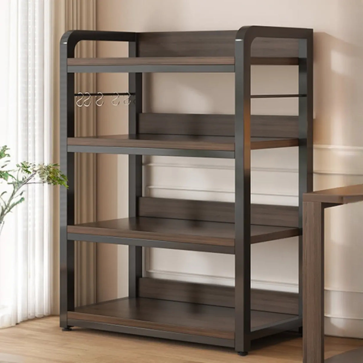Simple Dark Finish Steel Open Back Vertical Bookshelf Image - 8