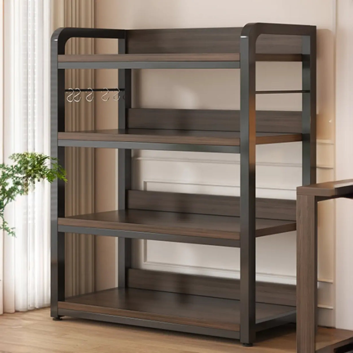 Simple Dark Finish Steel Open Back Vertical Bookshelf Image - 9