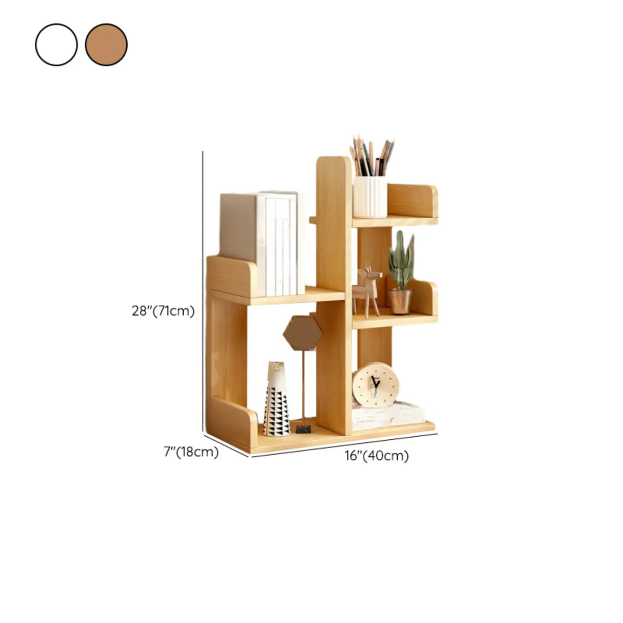 Simple Desktop Wood Open Shelves Zigzag Bookcase Brown Image - 26