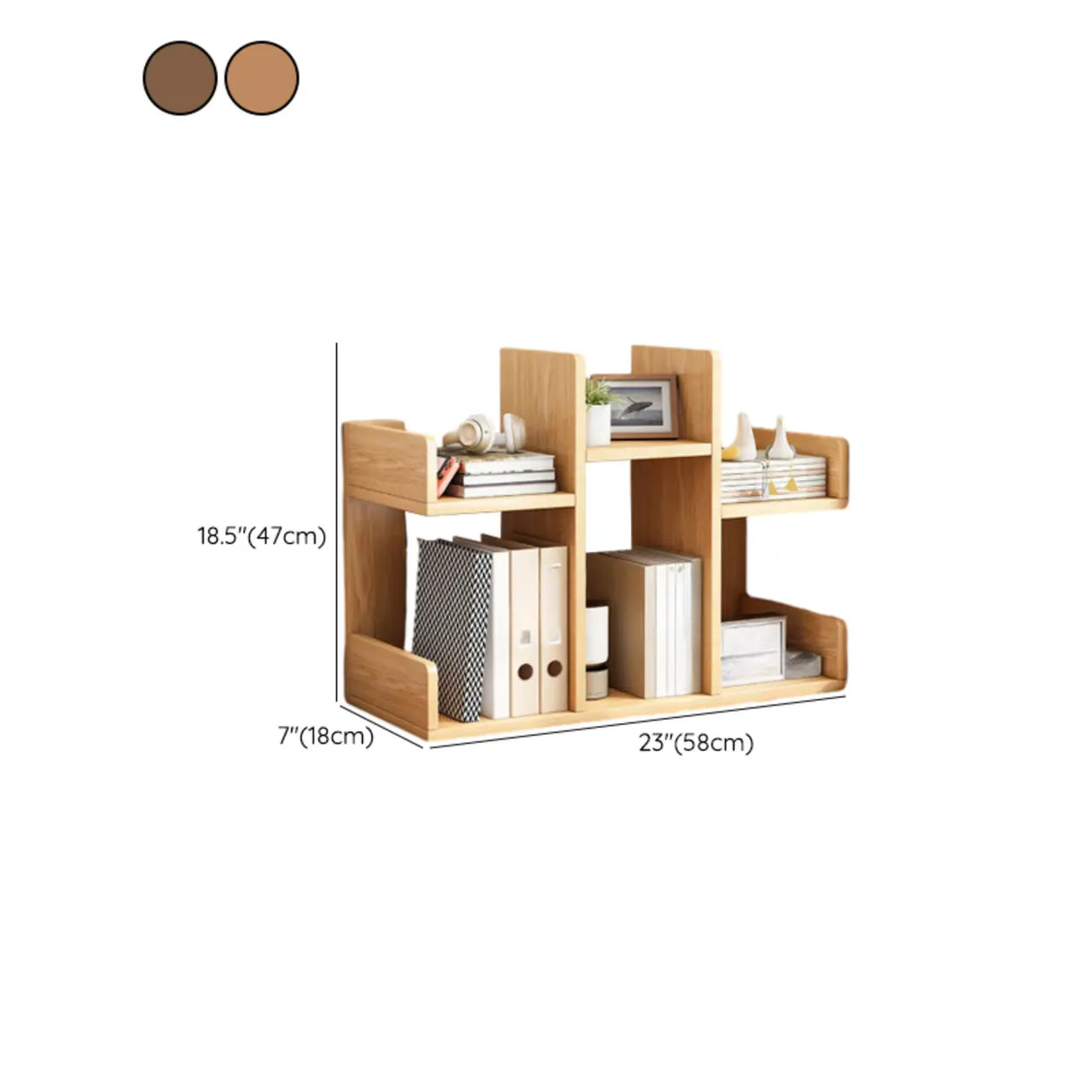 Simple Desktop Wood Open Shelves Zigzag Bookcase Brown Image - 27