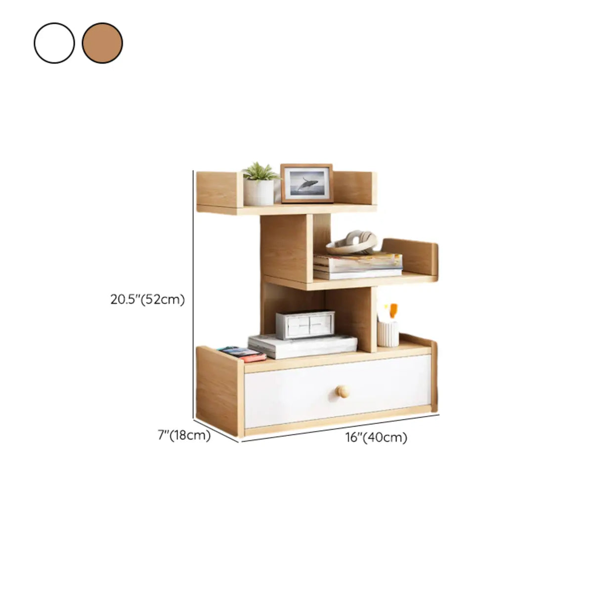 Simple Desktop Wood Open Shelves Zigzag Bookcase Brown Image - 28