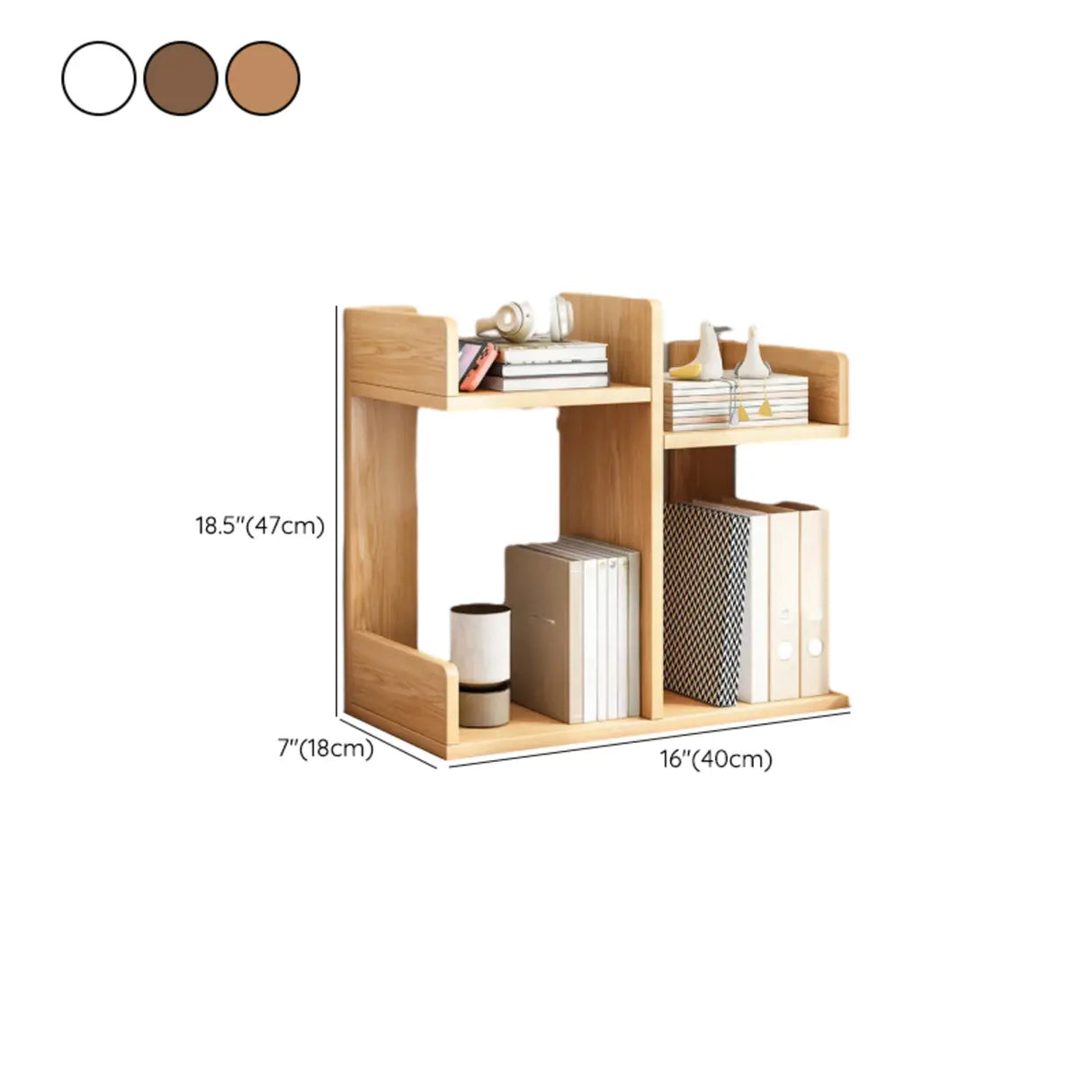 Simple Desktop Wood Open Shelves Zigzag Bookcase Brown Image - 30