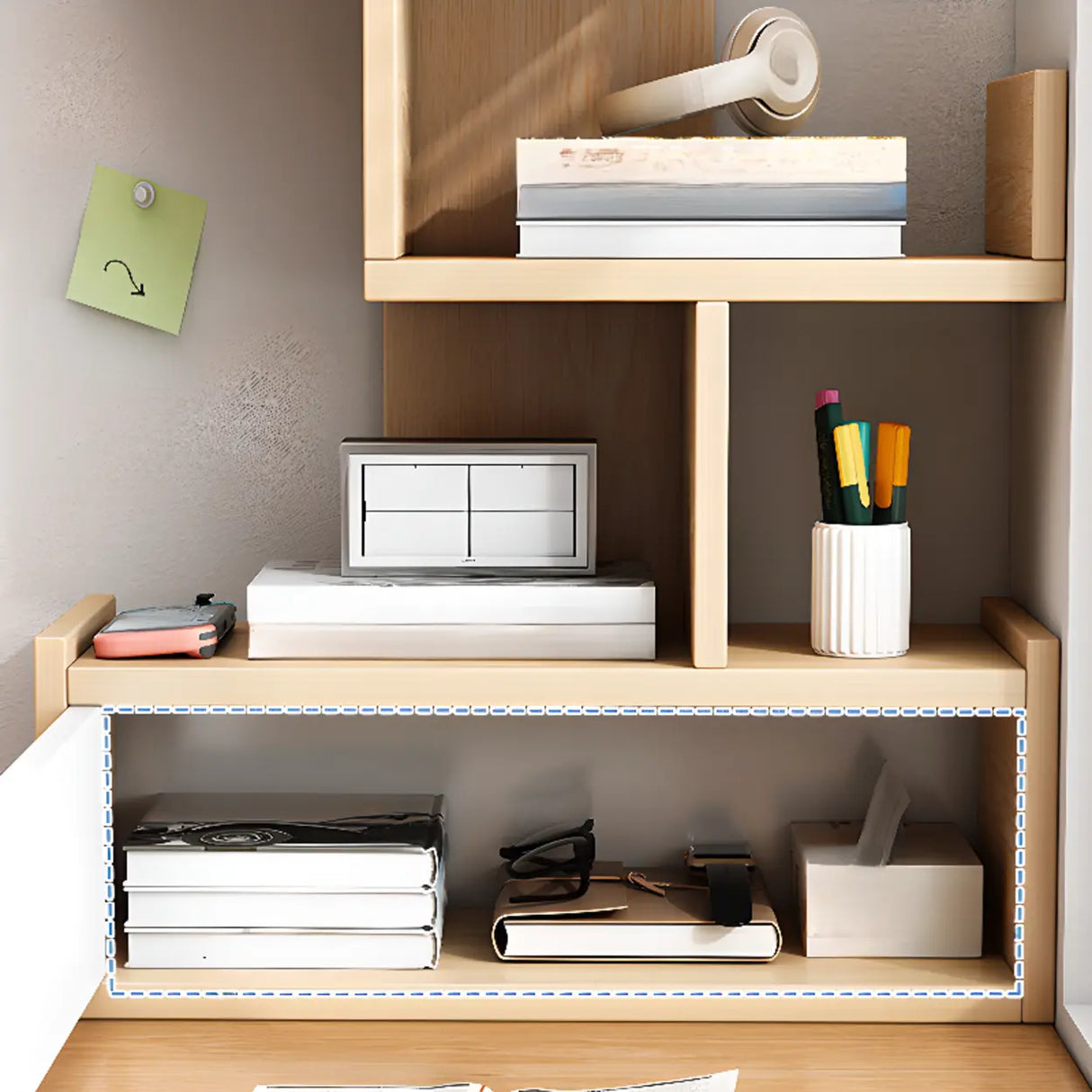 Simple Desktop Wood Open Shelves Zigzag Bookcase Brown Image - 5