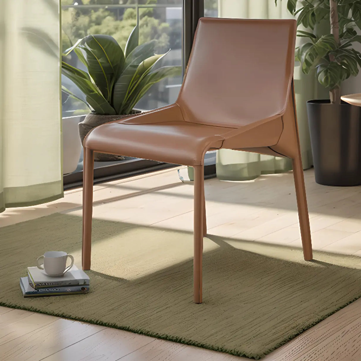 Simple Faux Leather Low Back Armless Dining Chairs Image - 11