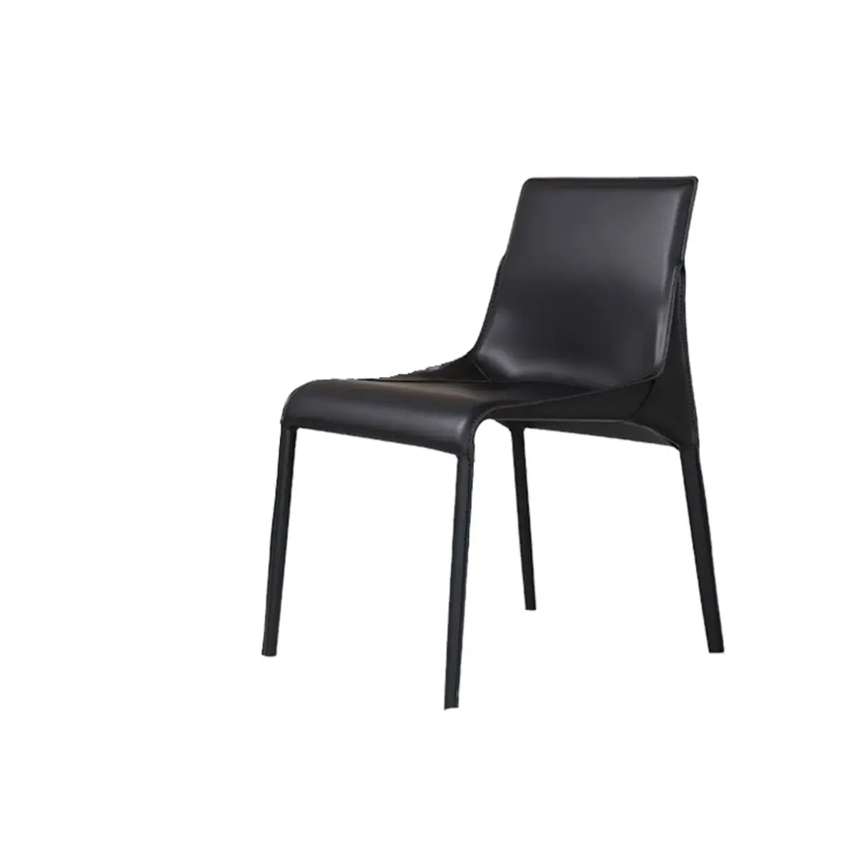 Simple Faux Leather Low Back Armless Dining Chairs Image - 2