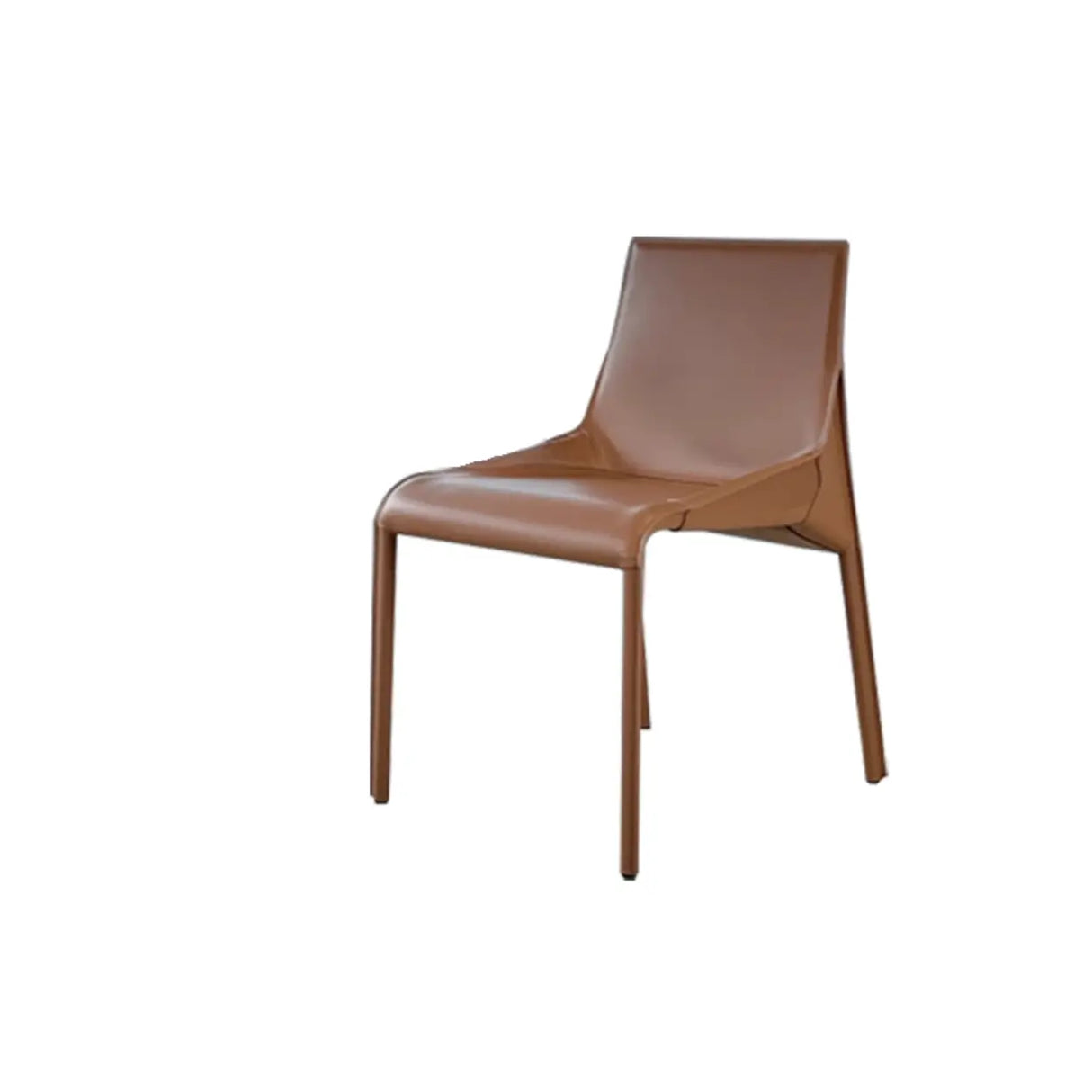Simple Faux Leather Low Back Armless Dining Chairs Image - 4