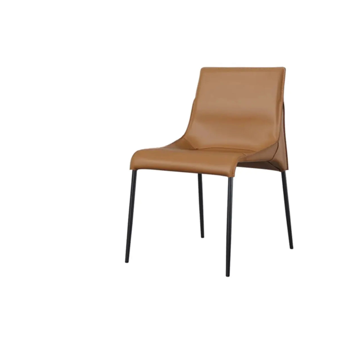Simple Faux Leather Low Back Armless Dining Chairs Image - 8