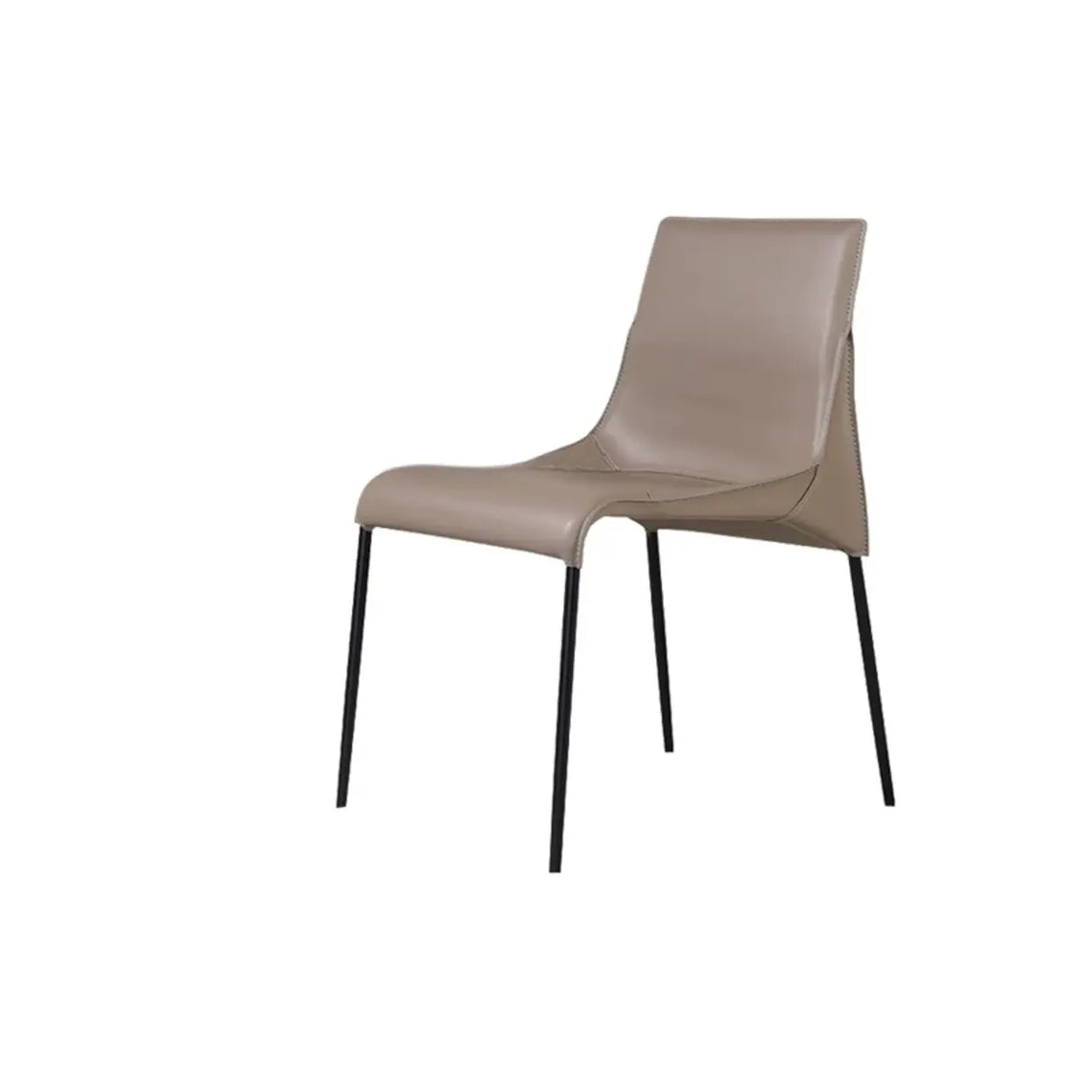 Simple Faux Leather Low Back Armless Dining Chairs Image - 9