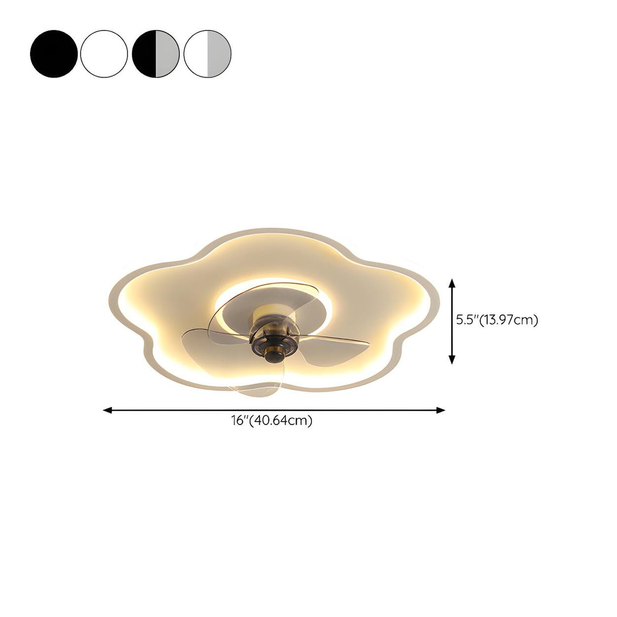 Simple Flower Flush Bedroom Ceiling Fan With Light