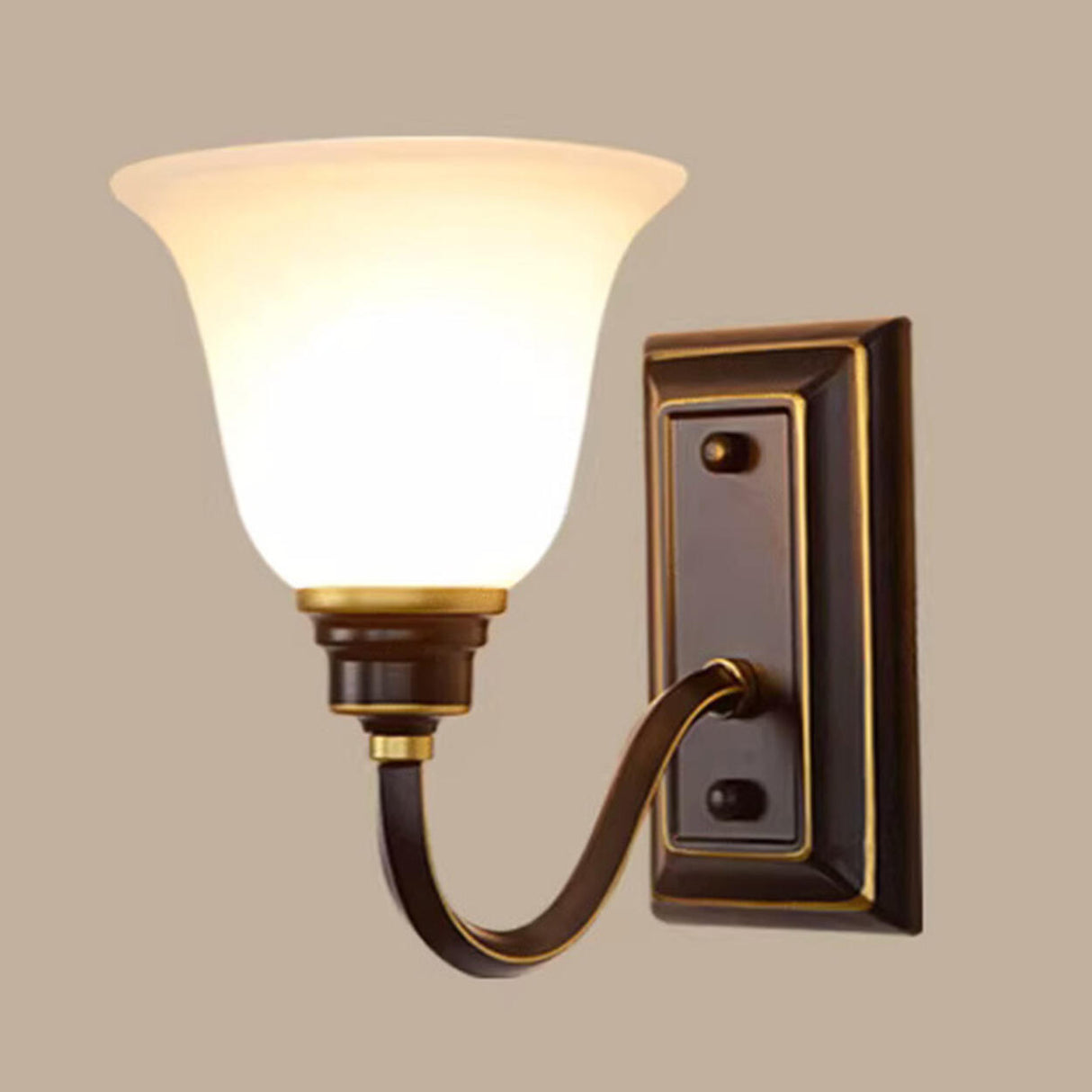 Simple Frosted Bell Glass Bronze Vanity Sconce Light Image - 11