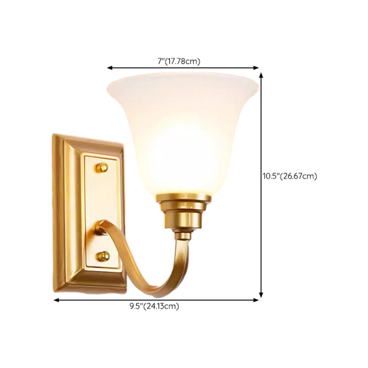 Simple Frosted Bell Glass Bronze Vanity Sconce Light Image - 16