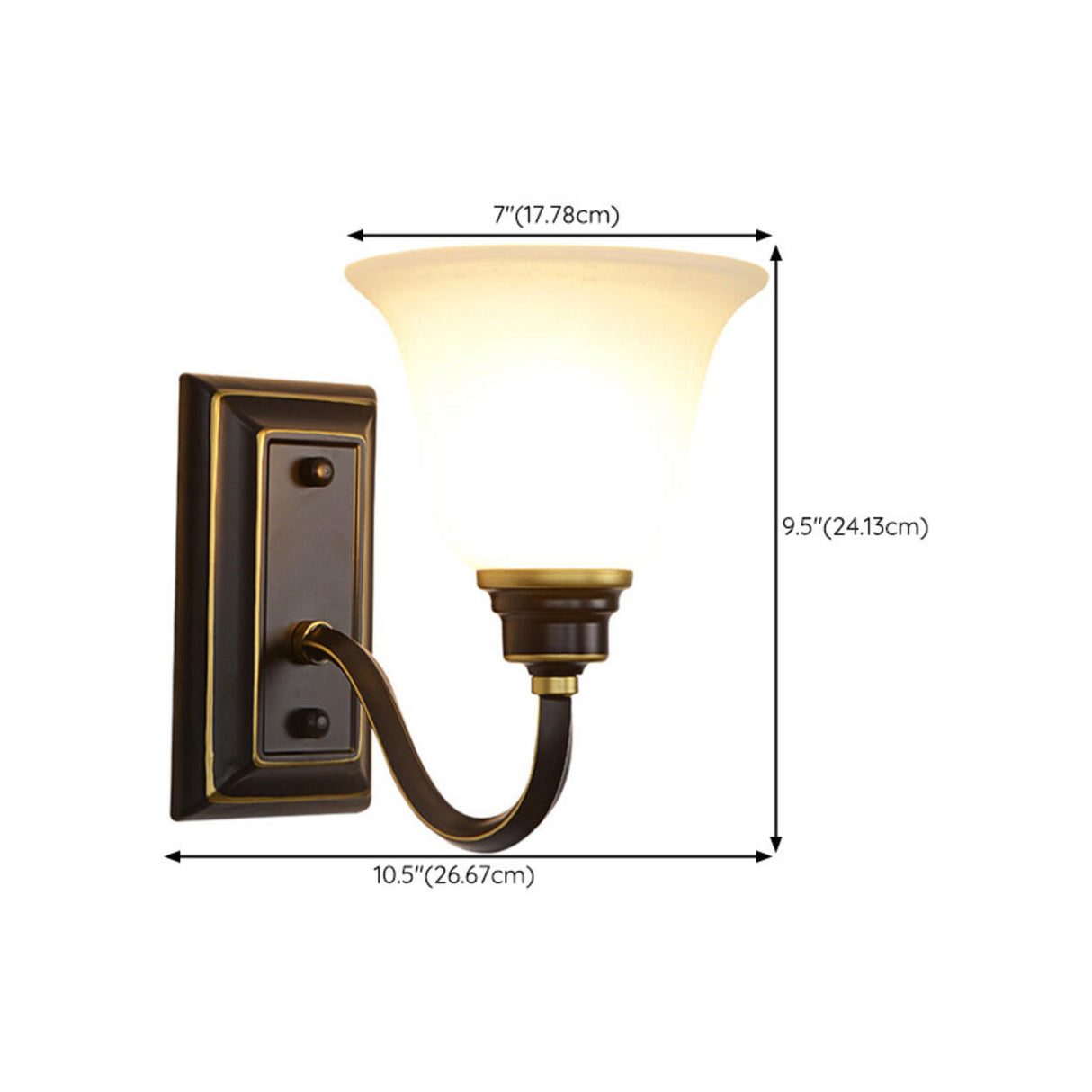 Simple Frosted Bell Glass Bronze Vanity Sconce Light Image - 17