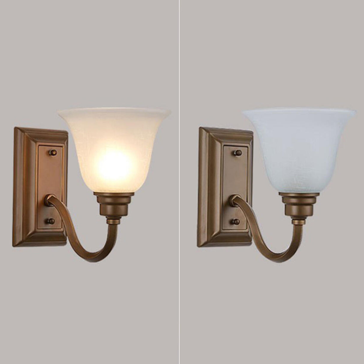 Simple Frosted Bell Glass Bronze Vanity Sconce Light Image - 9