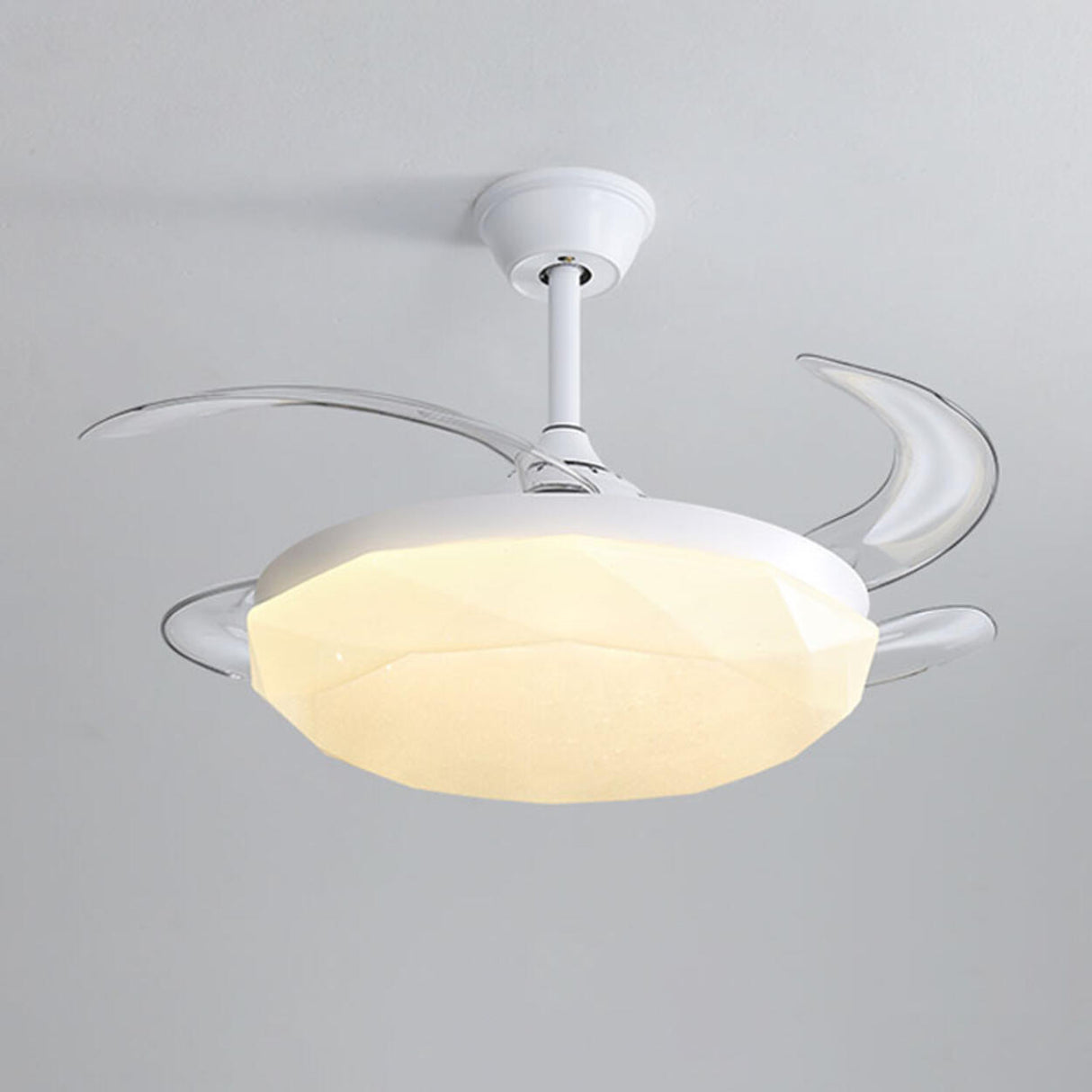 Simple Geometric Cone Clear Blade LED Ceiling Fan Light Image - 13