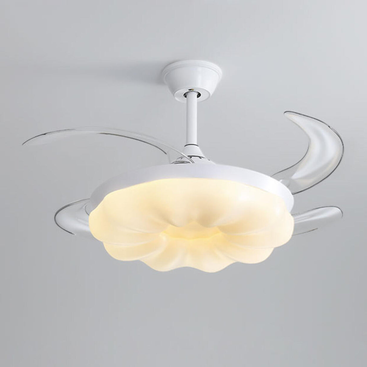 Simple Geometric Cone Clear Blade LED Ceiling Fan Light Image - 17