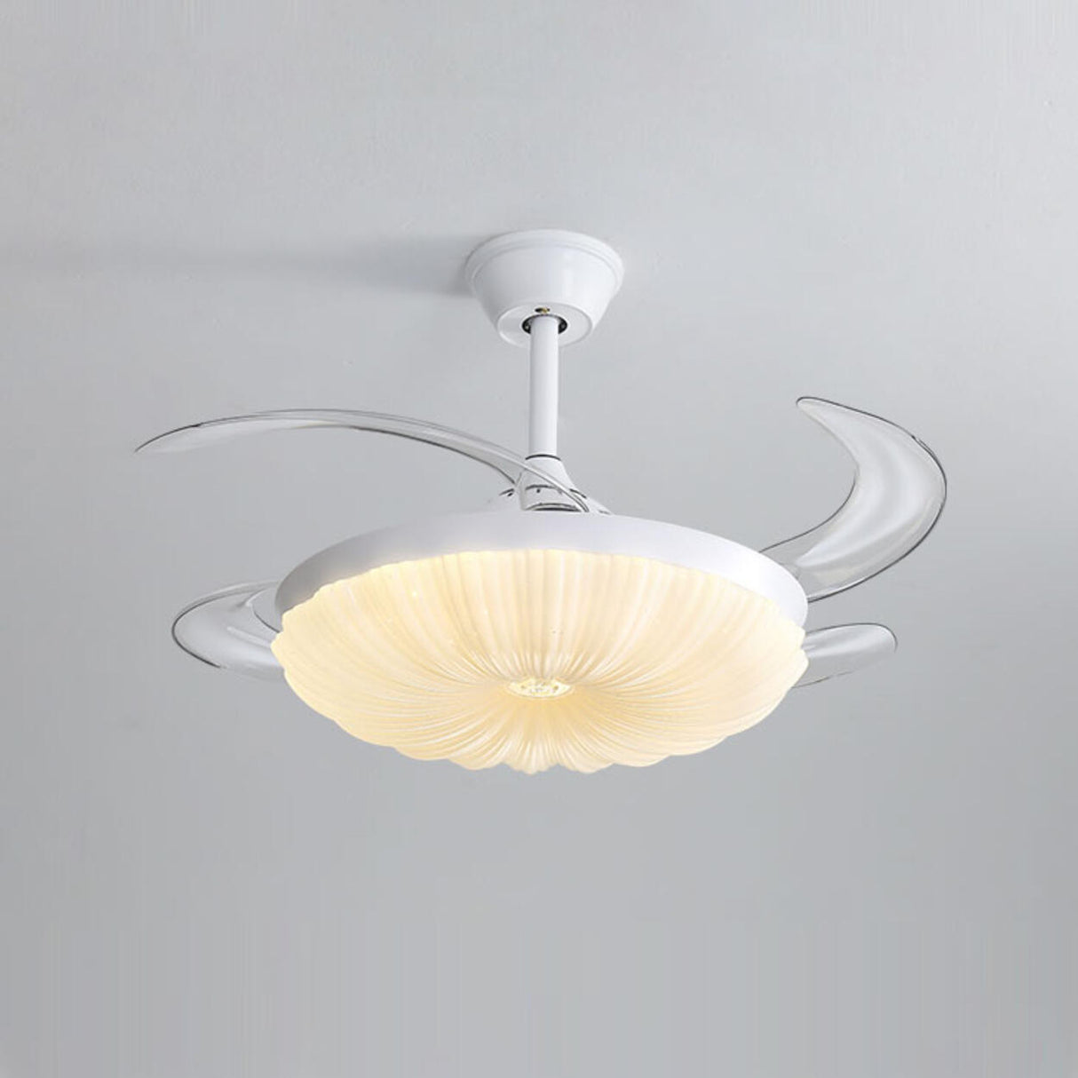 Simple Geometric Cone Clear Blade LED Ceiling Fan Light Image - 18