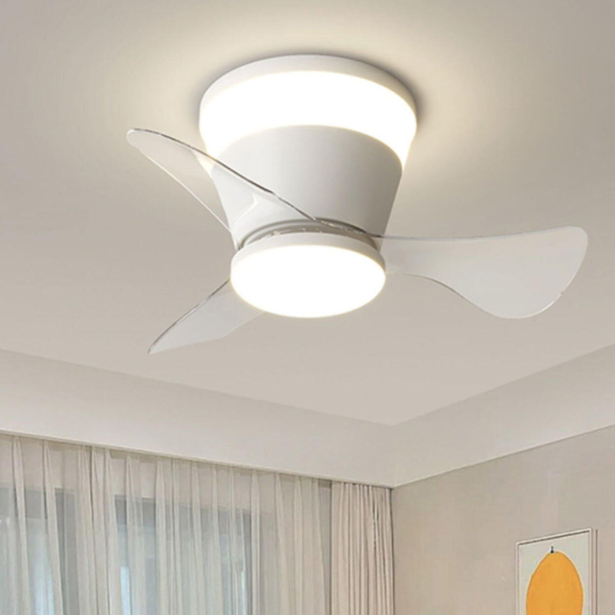 Simple Geometric Cone Clear Blade LED Ceiling Fan Light Image - 2