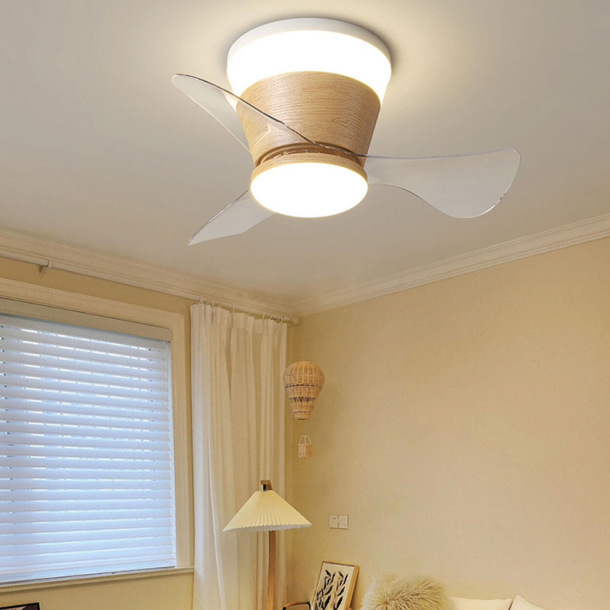 Simple Geometric Cone Clear Blade LED Ceiling Fan Light Image - 29