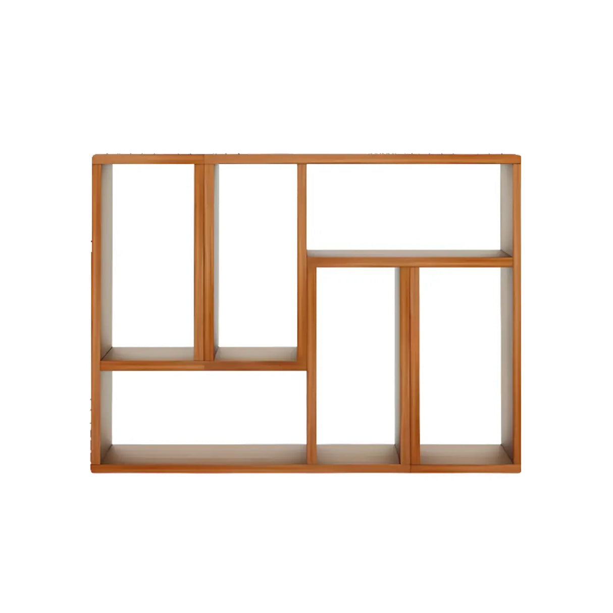 Simple Geometric Natural Wooden Open Wide Bookshelf Image - 2
