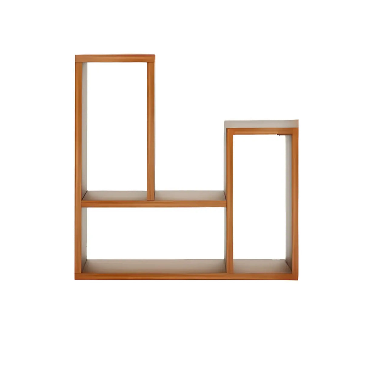 Simple Geometric Natural Wooden Open Wide Bookshelf Image - 7