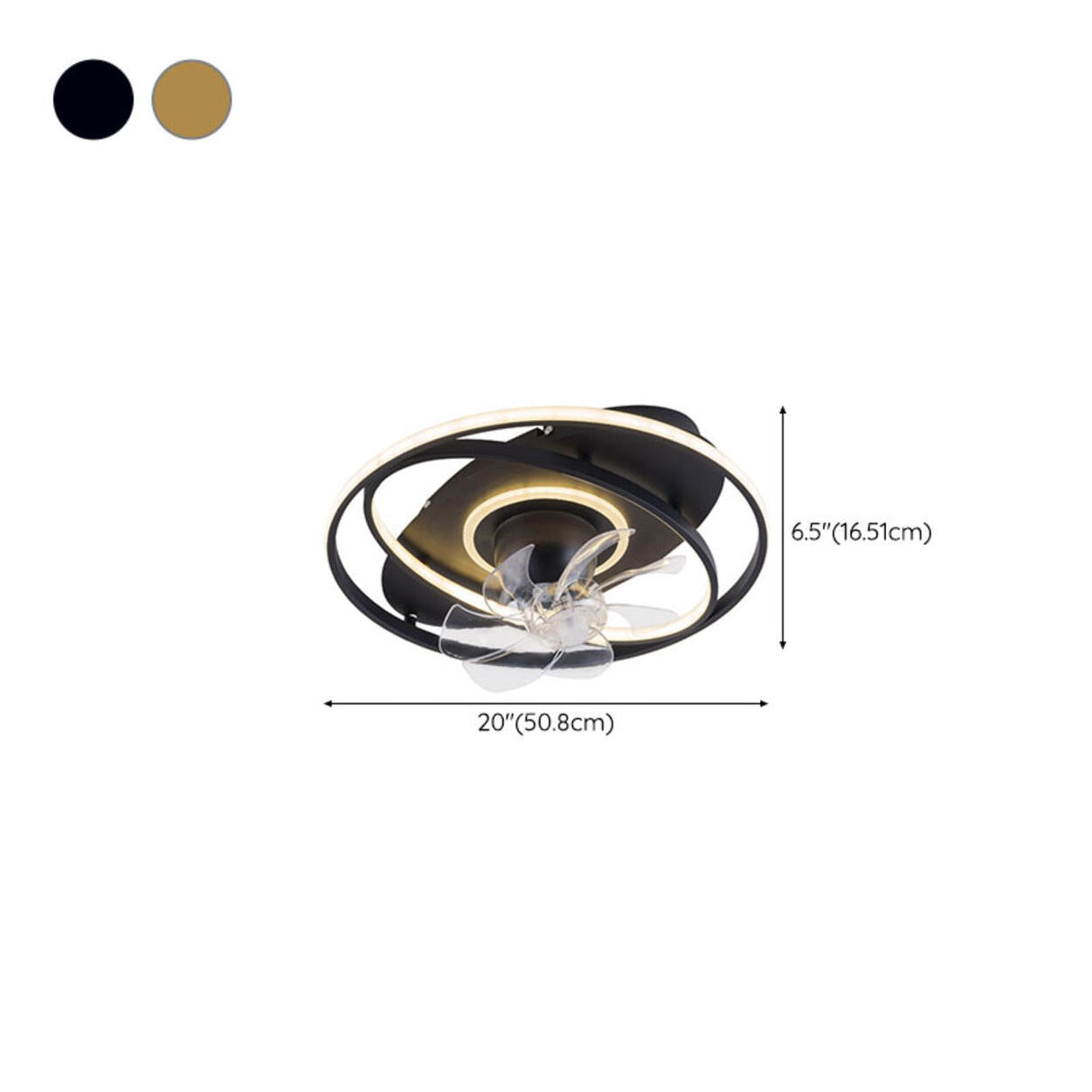 Simple Geometric Rings 7 Blade Ceiling Fan with Light