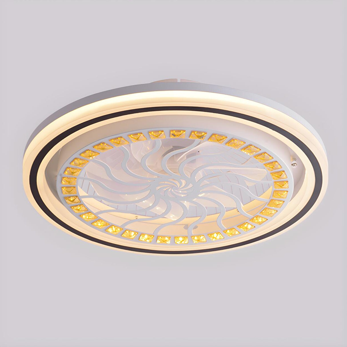 Simple Geometric Square Bladeless Ceiling Fan Light Image - 10