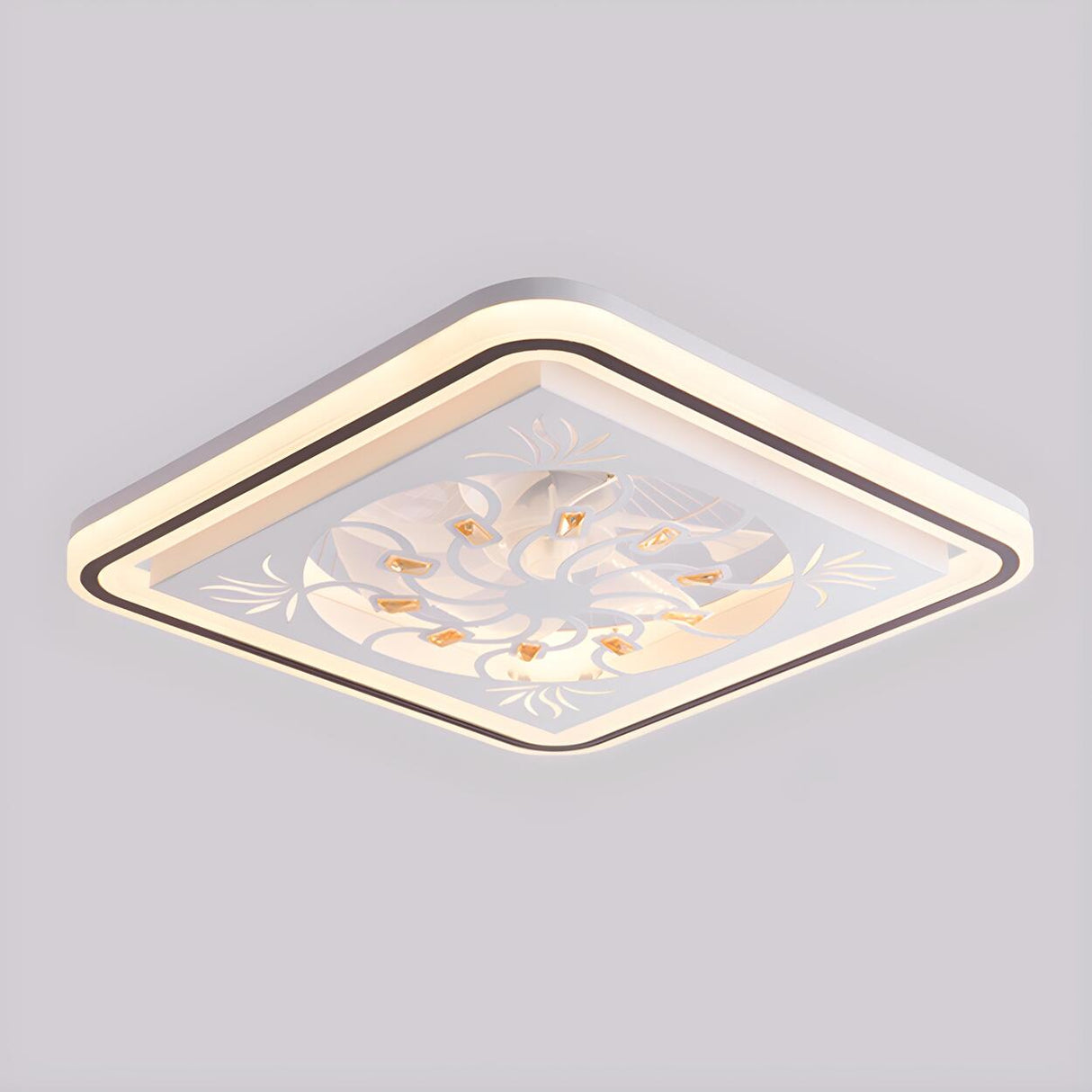 Simple Geometric Square Bladeless Ceiling Fan Light Image - 11