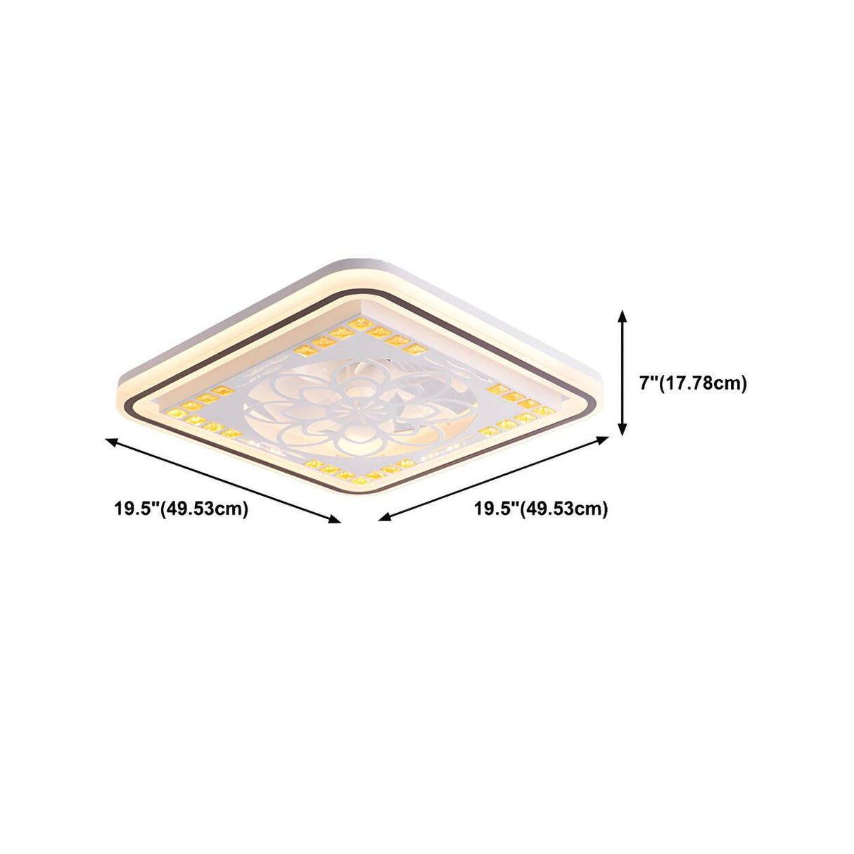 Simple Geometric Square Bladeless Ceiling Fan Light Image - 25