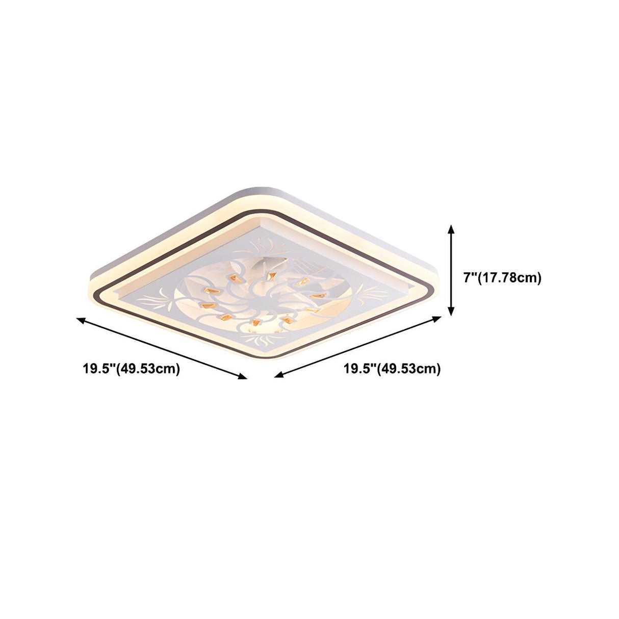 Simple Geometric Square Bladeless Ceiling Fan Light Image - 27