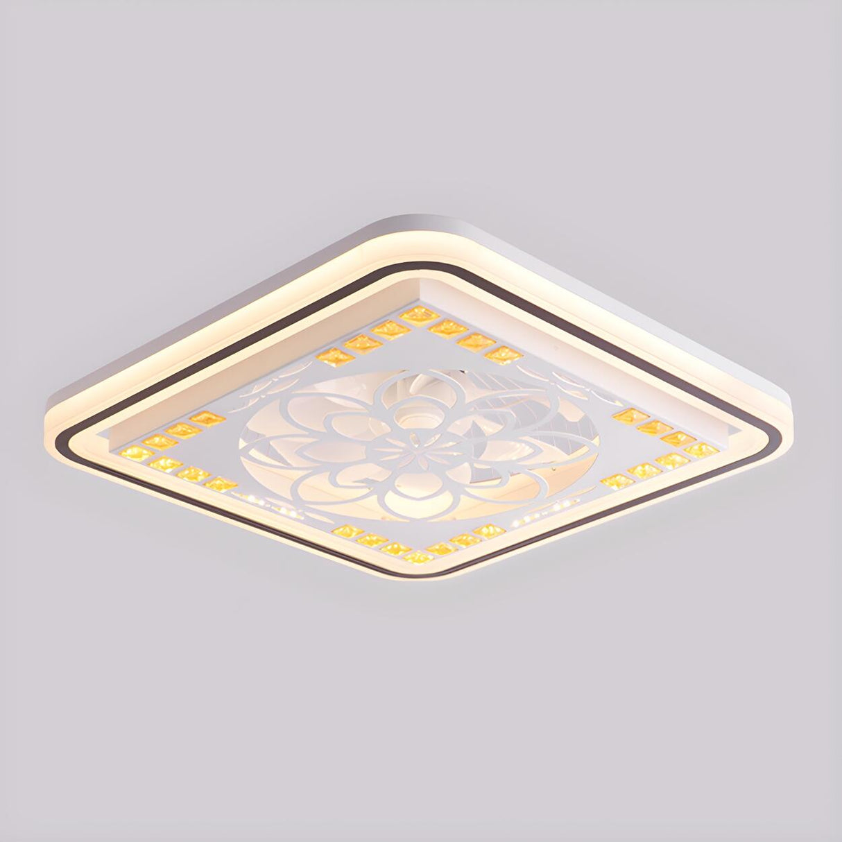 Simple Geometric Square Bladeless Ceiling Fan Light Image - 3