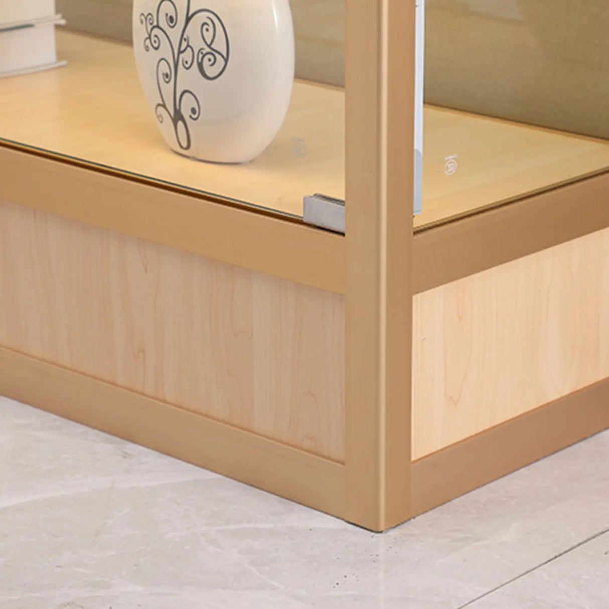 Simple Glass Freestanding Metal Display Cabinet Gold Image - 8