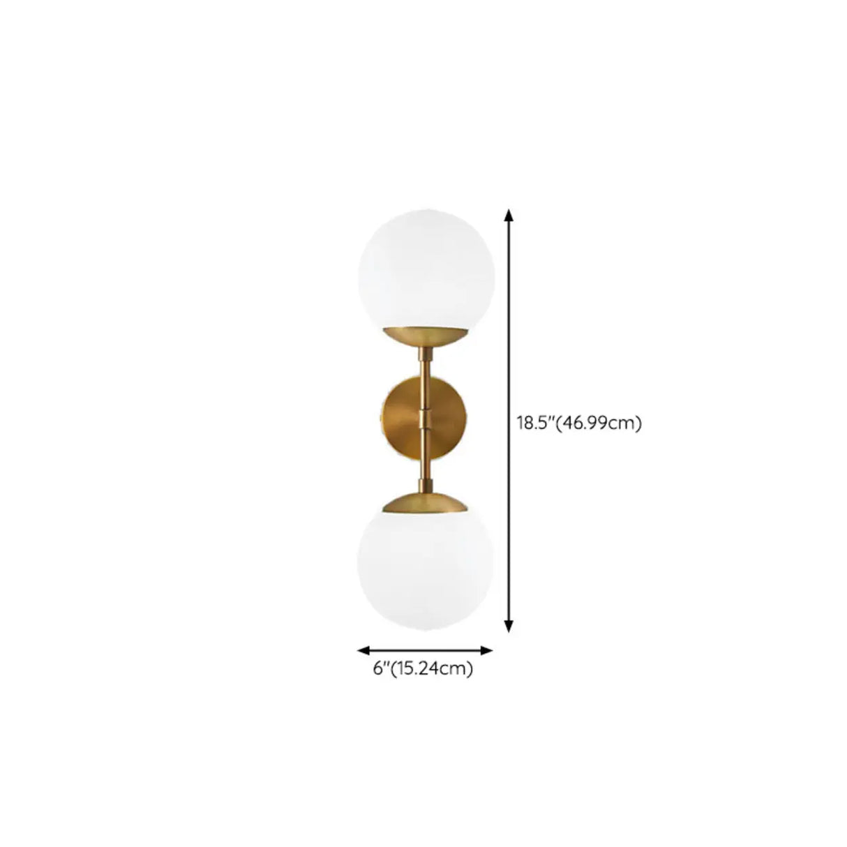 Simple Gold Frosted Glass Dual Globe Wall Sconce