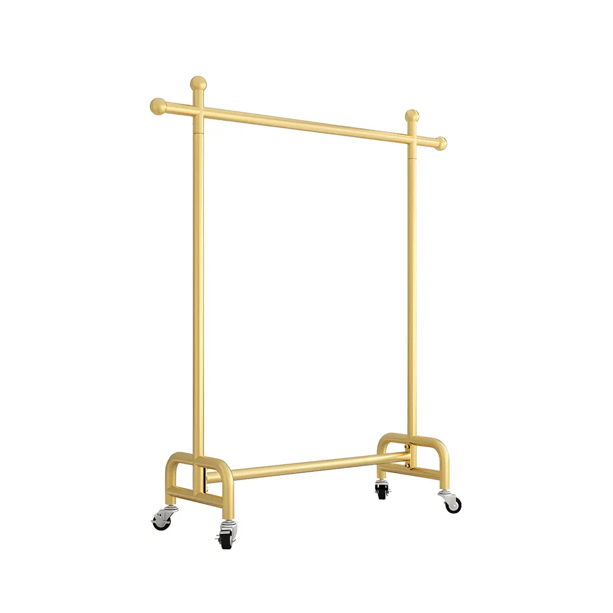 Simple Gold Metal Rolling Coat Rack with Hooks and Casters Image - 5