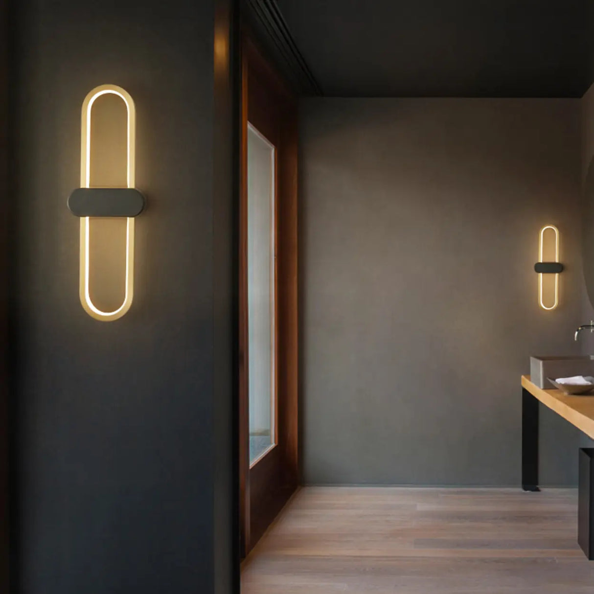 Simple Gold Oval LED Vanity Wall Light Fixtures Image - 13