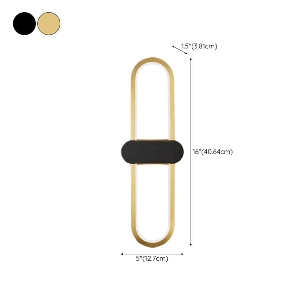 Simple Gold Oval LED Vanity Wall Light Fixtures