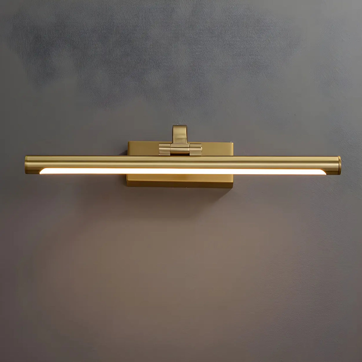 Simple Golden Straight Modern Brass LED Vanity Light Image - 2