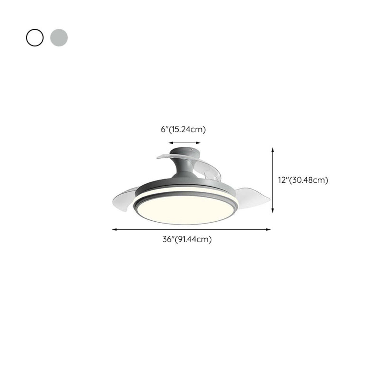 Simple Grey Round 3 Blade Modern Ceiling Fan with Light