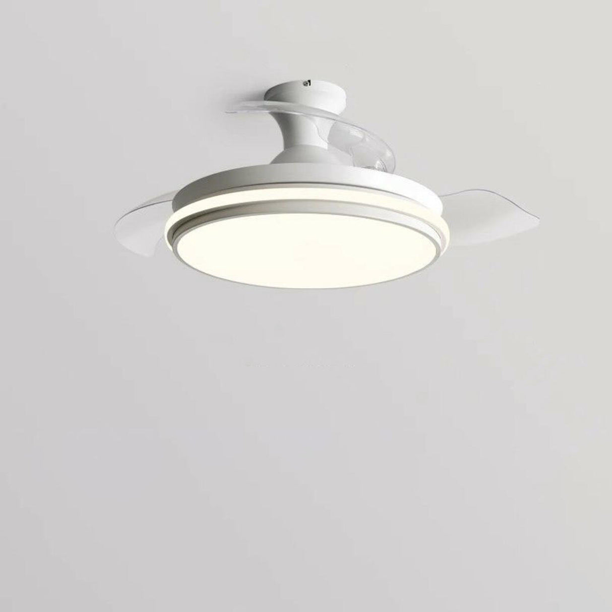 Simple Grey Round 3 Blade Modern Ceiling Fan with Light Image - 3