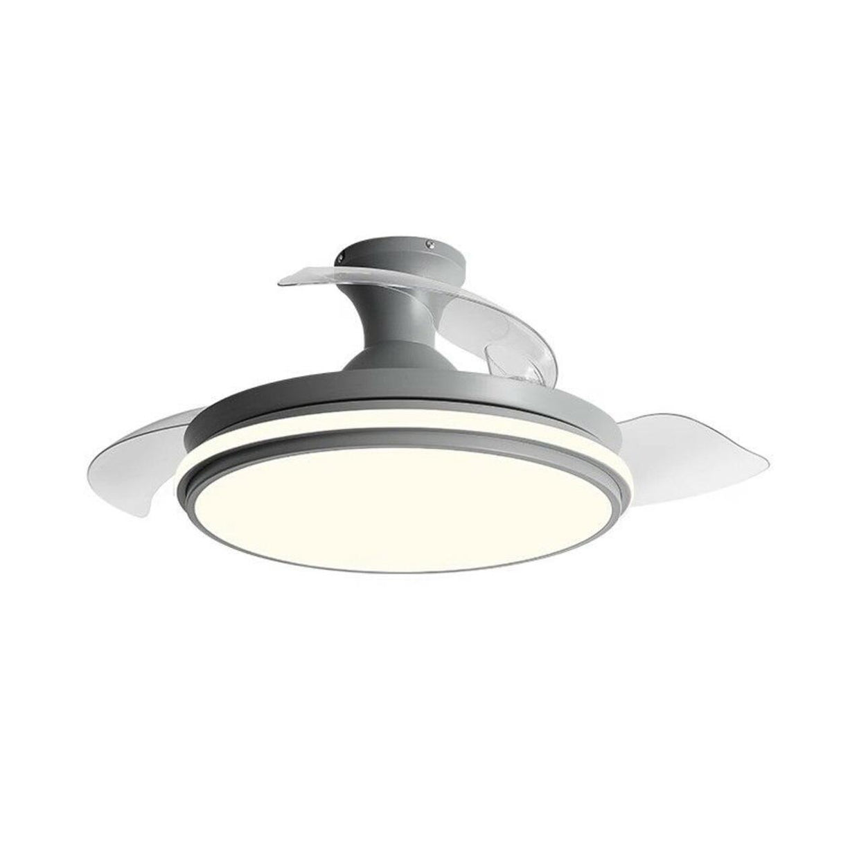 Simple Grey Round 3 Blade Modern Ceiling Fan with Light Image - 7