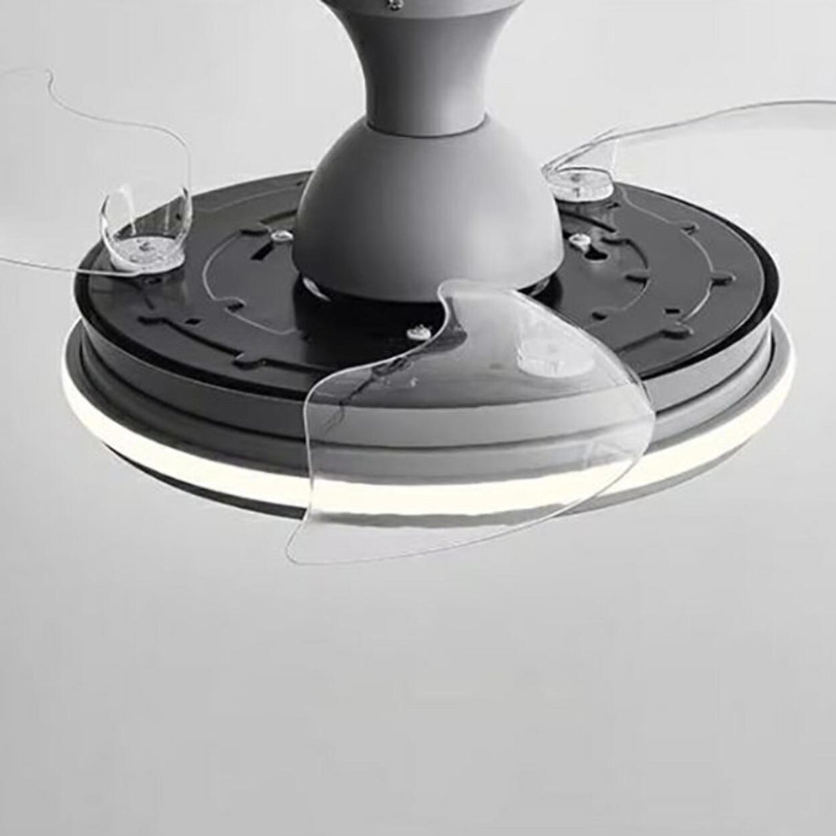 Simple Grey Round 3 Blade Modern Ceiling Fan with Light Image - 8
