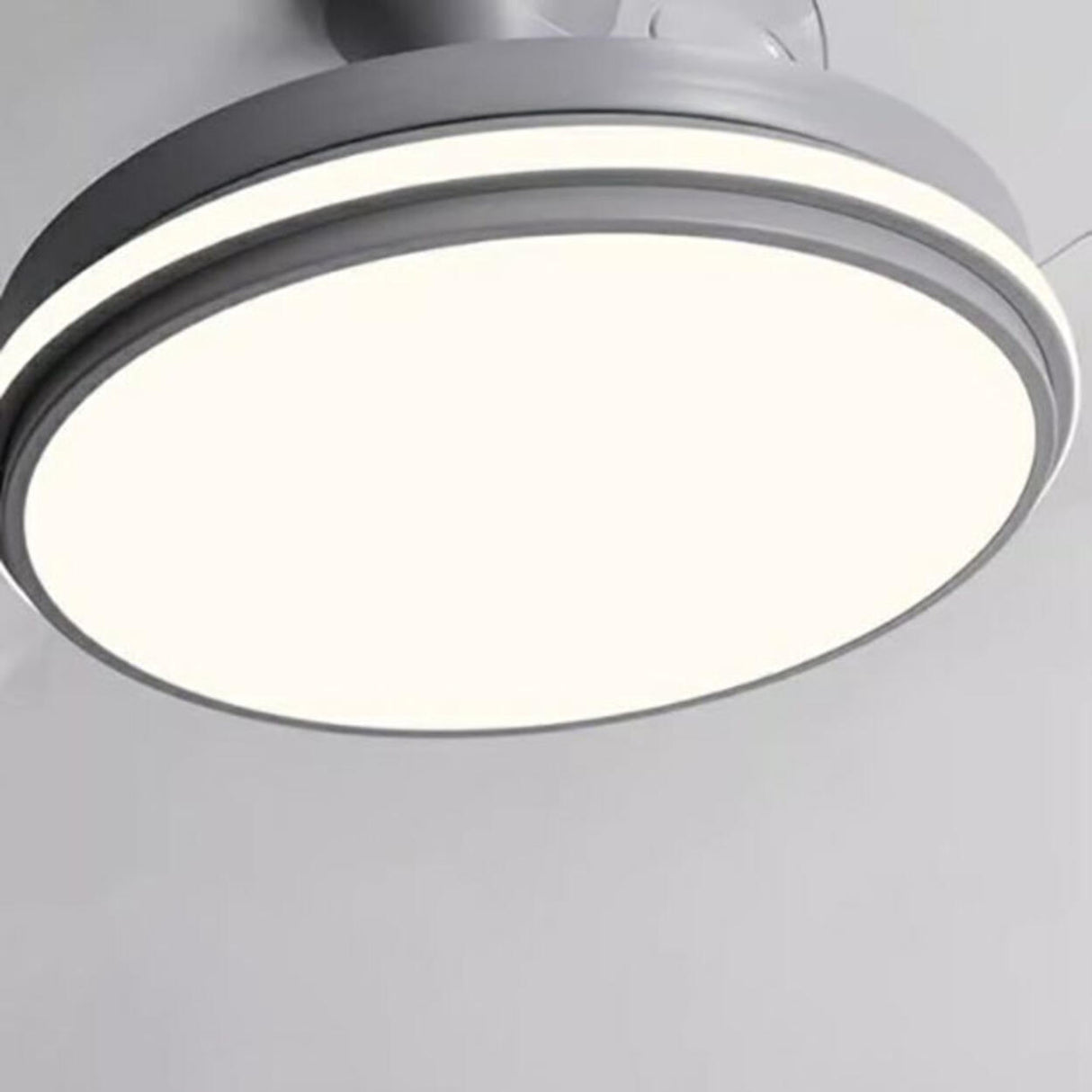 Simple Grey Round 3 Blade Modern Ceiling Fan with Light Image - 9