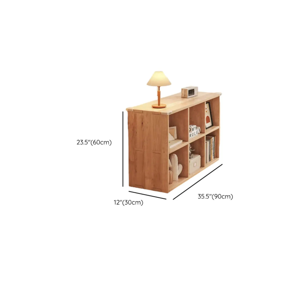 Simple Horizontal Natural Pine Low Storage Bookcase Image - 28